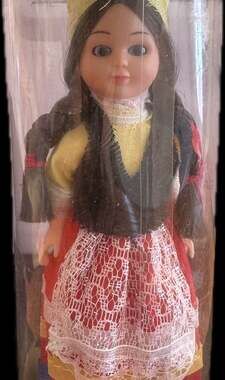 Vintage Italy Nationality Doll with Sleeping Eyes - Made in Hong Kong - 7"